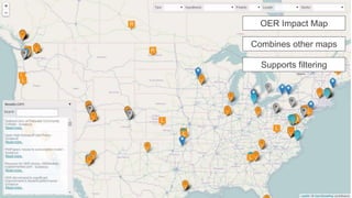 in service of The Open University 
OER Impact Map 
Combines other maps 
Supports filtering 
 