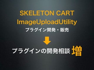 SKELETON CART 
ImageUploadUtility 
プラグイン開発・販売 
プラグインの開発相談増 
 