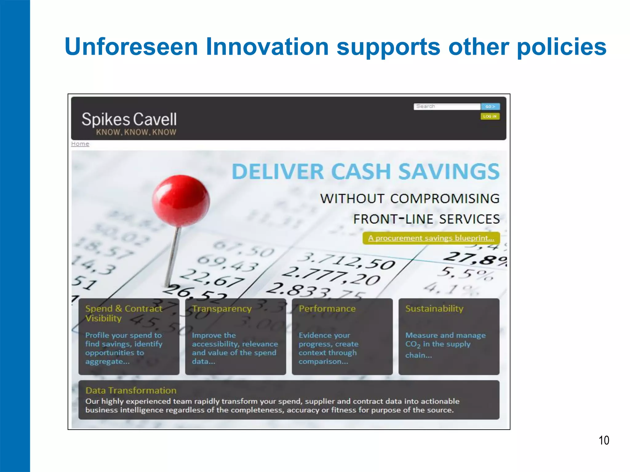 Unforeseen Innovation supports other policies 
10  