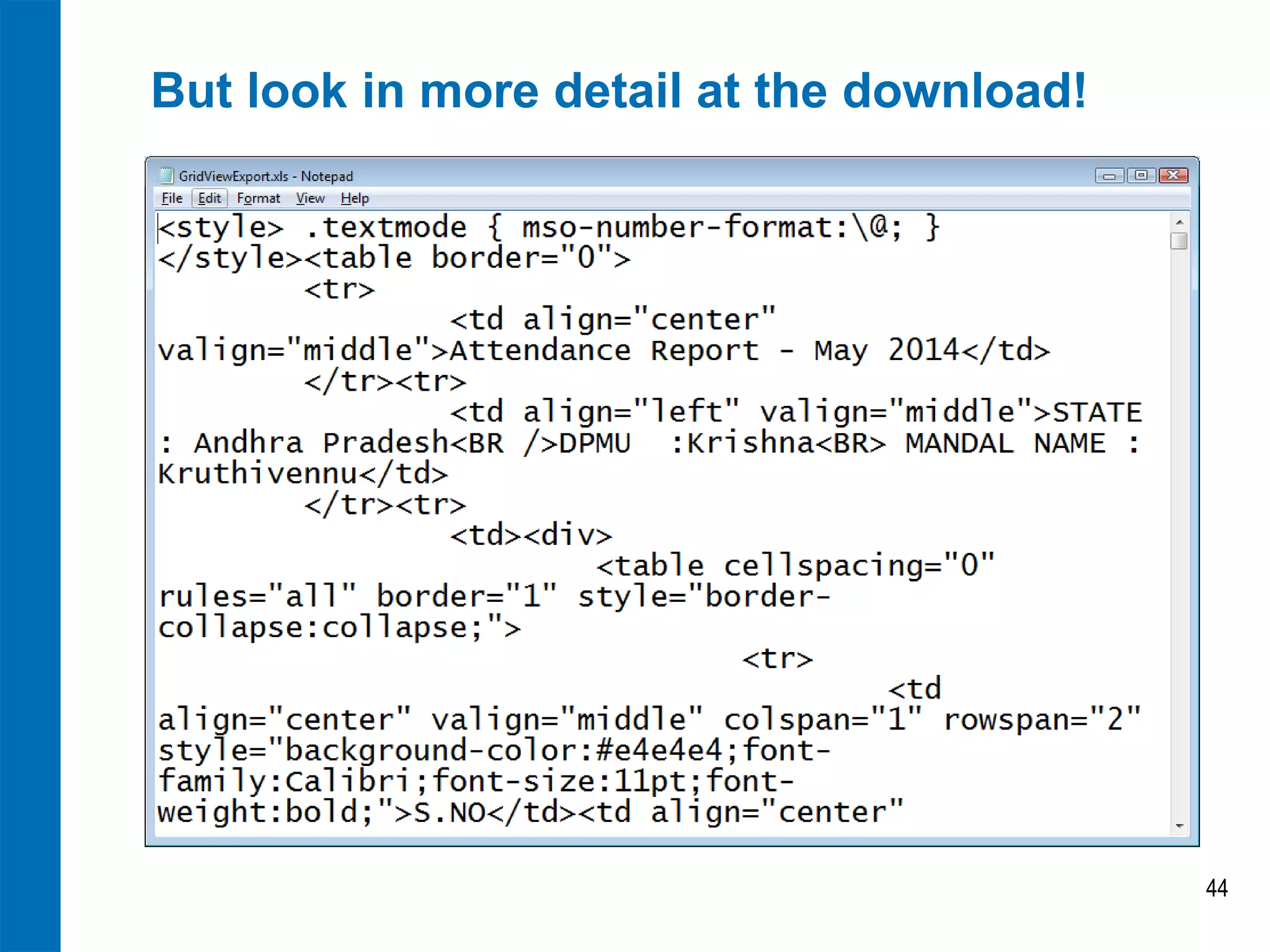 But look in more detail at the download! 
44  