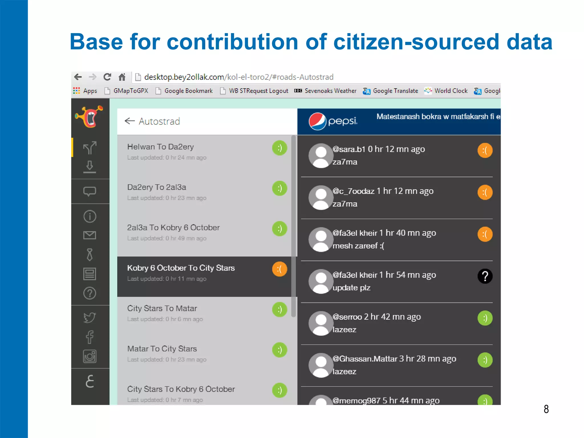 Base for contribution of citizen-sourced data 
8  