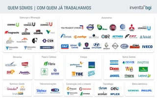 Eletro-eletrônico 
Telecomunicações 
QUEM SOMOS | COM QUEM JÁ TRABALHAMOS 
Papel e Celulose 
Siderurgia e Mineração 
Energia 
Outros Setores 
Tecnologia 
Automotivo 
Alimentos 
Construção civil e cimento 
Química e Saúde  