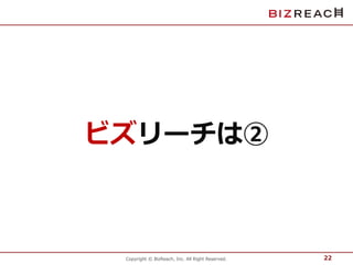 ビズリーチは② 
Copyright © BizReach, Inc. All Right Reserved. 
22 
 
