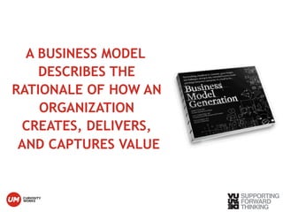 A BUSINESS MODEL 
DESCRIBES THE 
RATIONALE OF HOW AN 
ORGANIZATION 
CREATES, DELIVERS, 
AND CAPTURES VALUE 
© Vujàdé Ltd. – Supporting Forward Thinking 
 