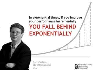 © Vujàdé Ltd. – Supporting Forward Thinking 
In exponential times, if you improve 
your performance incrementally 
YOU FALL BEHIND 
EXPONENTIALLY 
Curt Carlson, 
SRI International 
CEO 
 