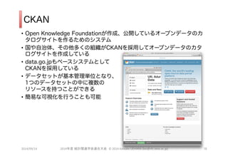 CKAN 
? Open Knowledge Foundationɡ_Ƥ륪`ץǩ`Υ 
Ȥ뤿Υƥ 
? 塢यνMCKANäƥ`ץǩ`Υ 
ȤɤƤ 
? data.go.jp٩`ƥȤ 
CKANäƤ 
? ǩ`åȤgλȤʤꡢ 
1ĤΥǩ`åȤФ} 
꥽`֤ĤȤǤ 
? פʿҕФȤ 
2014/09/14 2014??????????????? 
2014 
Keisuke 
UEHARA 
(kei@sfc.keio.ac.jp) ?? 
 