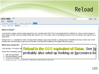 Reload 
105 
• http://gcc.gnu.org/wiki/reload 
 