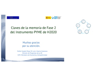 20140916 Claves presentación Memoria Fase 2 de Instrumento PYME de H2020 