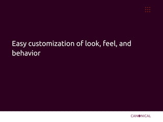 Easy customization of look, feel, and 
behavior 
 
