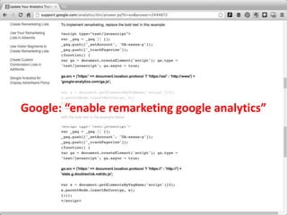 Google: “enable remarketing google analytics” 
September 2014 © Datalicious Pty Ltd 107 
 