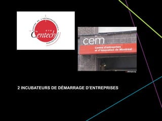 2 INCUBATEURS DE DÉMARRAGE D’ENTREPRISES 
 