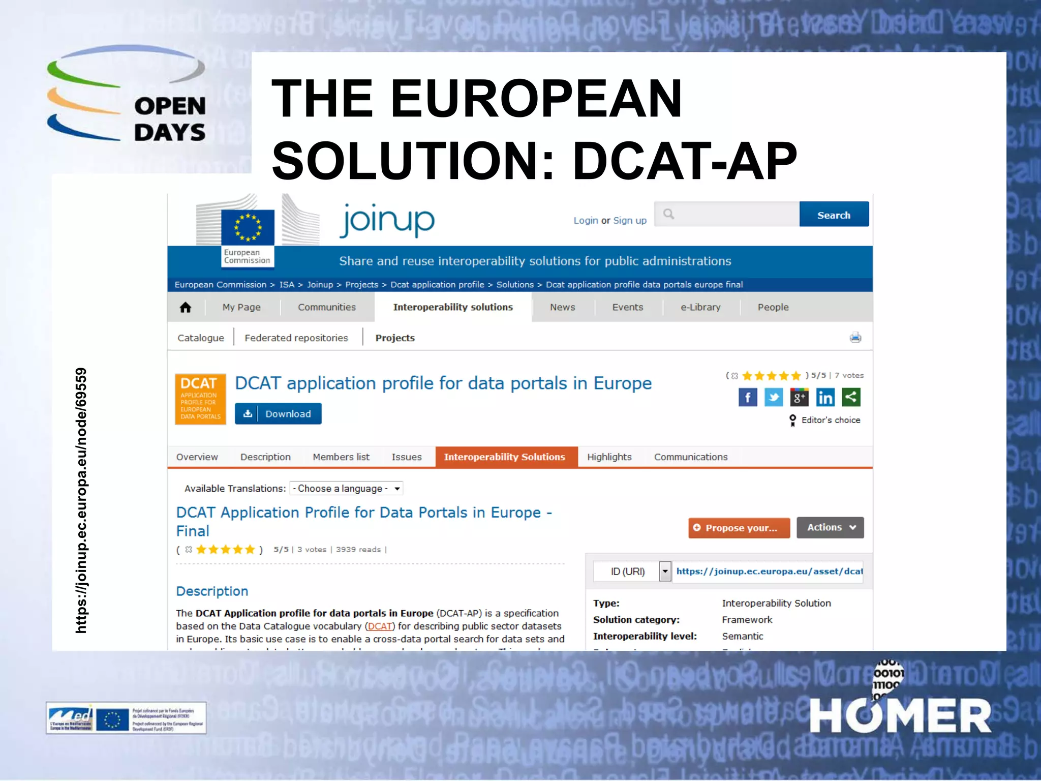 THE EUROPEAN SOLUTION: DCAT-AP 
https://joinup.ec.europa.eu/node/69559  