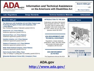 アメリカ：ADA 
ADA.gov 
http://www.ada.gov/  