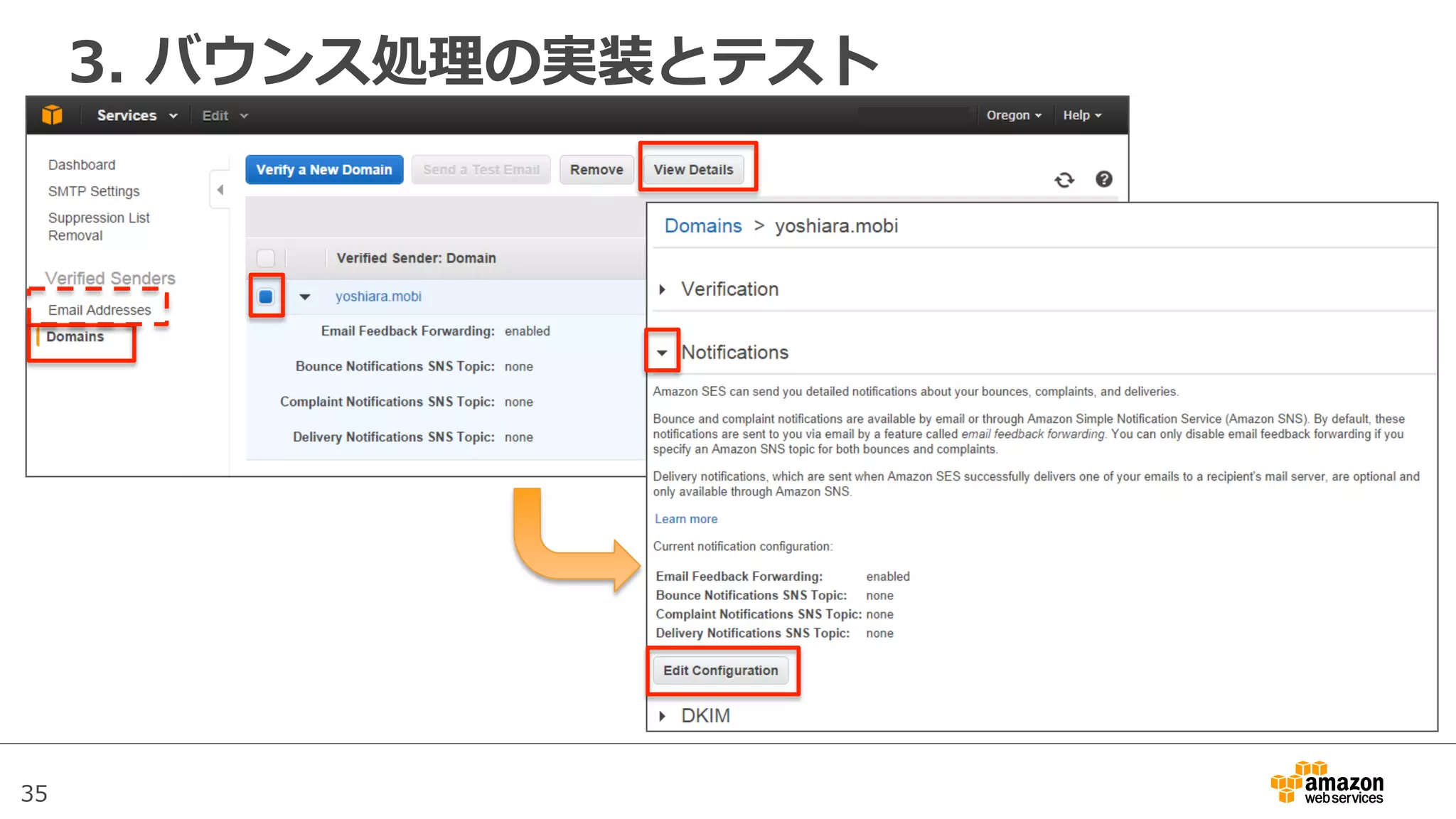 35
3.  バウンス処理理の実装とテスト
 