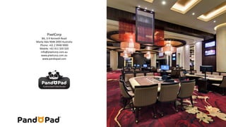 PixelCorp 
8A, 3-9 Kenneth Road 
Manly Vale NSW 2093 Australia 
Phone: +61 2 9948 9900 
Mobile: +61 411 320 320 
info@pixelcorp.com.au 
www.pixelcorp.com.au 
www.pandopad.com 
