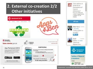 2. External co-creation 2/2 
Other initiatives 
25 ‘Co-government’. Jordi Graells i Costa. Barcelona, october 2014 CC – BY 3.0 
 