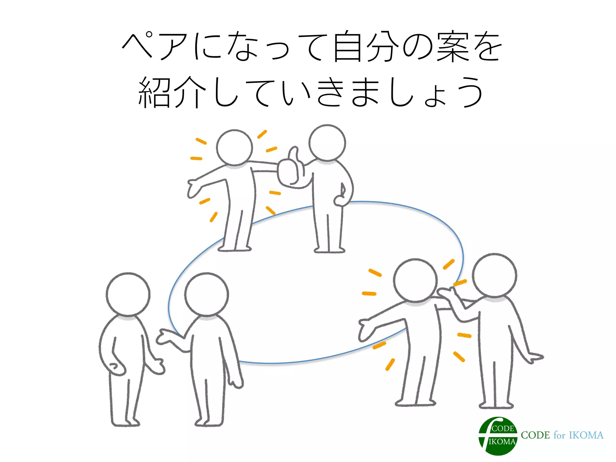 ペアになって自分の案を
紹介していきましょう
 