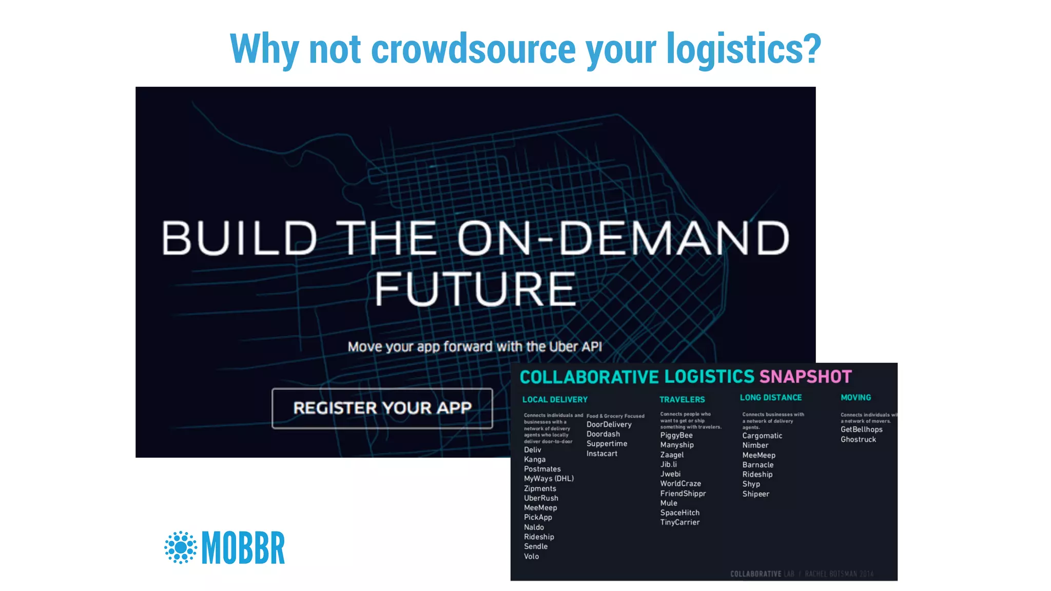 Why not crowdsource your logistics? 
Follow @ernesto_spruyt on Twitter 
 