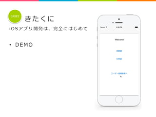 きたくに 
CASE2 
i O S アプリ開発は、完全にはじめて 
 
• DEMO 
 