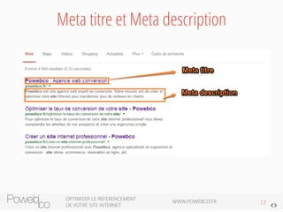 Meta titre et Meta description 
 