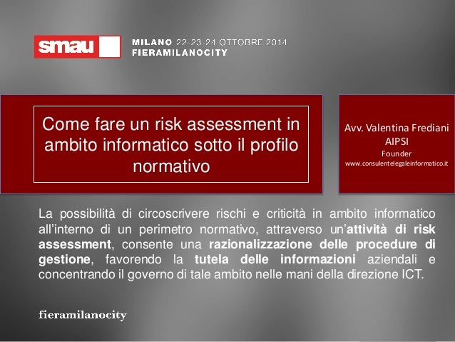 Prima fase del Risk Assessment: identificazione dei ...