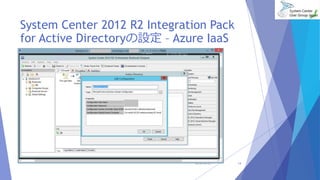 System Center 2012 R2 Integration Pack 
for Active Directoryの設定– Azure IaaS 
2014/10/25 14 
 