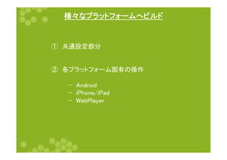 ᵝ䚻䛺䝥䝷䝑䝖䝣䜷䞊䝮䜈䝡䝹䝗 
䐟䚷ඹ㏻タᐃ㒊ศ 
 
 
䐠䚷ྛ䝥䝷䝑䝖䝣䜷䞊䝮ᅛ᭷䛾᧯స 
 
䚷䚷䚷䚷㻙䚷㻭㼚㼐㼞㼛㼕㼐 
䚷䚷䚷䚷㻙䚷㼕㻼㼔㼛㼚㼑㻛㼕㻼㼍㼐 
䚷䚷䚷䚷㻙䚷㼃㼑㼎㻼㼘㼍㼥㼑㼞 
 