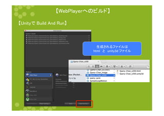 䛆㼃㼑㼎㻼㼘㼍㼥㼑㼞䜈䛾䝡䝹䝗䛇 
䛆㼁㼚㼕㼠㼥䛷㻌㻮㼡㼕㼘㼐㻌㻭㼚㼐㻌㻾㼡㼚䛇 
⏕ᡂ䛥䜜䜛䝣䜯䜲䝹䛿 
html䚷䛸䚷unity3d 
䝣䜯䜲䝹 
 
