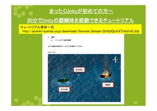 㻡㻣 
䜎䛳䛯䛟㼁㼚㼕㼠㼥䛜ึ䜑䛶䛾᪉䜈 
㻟㻜ศ䛷㼁㼚㼕㼠㼥䛾㓬㓮࿡䜢⤒㦂䛷䛝䜛䝏䝳䞊䝖䝸䜰䝹 
䝏䝳䞊䝖䝸䜰䝹⣲ᮦ୍ᘧ䠖 
䚷㼔㼠㼠㼜㻦㻛㻛㼜㼛㼏㼗㼑㼠㻙㼝㼡㼑㼞㼕㼑㼟㻚㼏㼛㻚㼖㼜㻛㼐㼛㼣㼚㼘㼛㼍㼐㼟㻛㻿㼑㼙㼕㼚㼍㼞㼋㻿㼍㼙㼜㼘㼑㻛UnityQuickTutorial.zip 
 