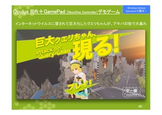 㻻㼏㼡㼘㼡㼟㻌㻾㼕㼒㼠䠇㻳㼍㼙㼑㻼㼍㼐㻌㻔㼄㼎㼛㼤㻻㼚㼑㻌㻯㼛㼚㼠㼞㼛㼘㼘㼑㼞䠅䝕䝰䝀䞊䝮 
Windows 
Device 
GameJam䛷ᒎ♧䟿 
䜲䞁䝍䞊䝛䝑䝖䜴䜲䝹䝇䛻ෑ䛥䜜䛶ᕧ኱໬䛧䛯䜽䜶䝸䛱䜓䜣䛜䚸䜰䜻䝞䛾⾤䛷኱ᭀ䜜 
㻢㻜 
 