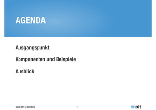 AGENDA 
Ausgangspunkt 
Komponenten und Beispiele 
Ausblick 
DOAG 2014, Nürnberg 
5 
 