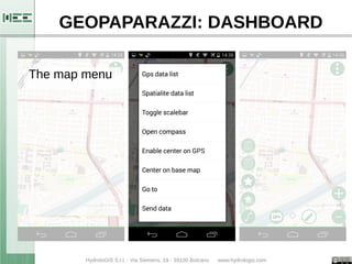 GEOPAPARAZZI: DASHBOARD 
The map menu 
 