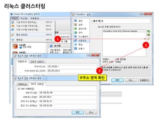 1 
2 
3 
IP주소 영역 확인 
리눅스 클러스터링  