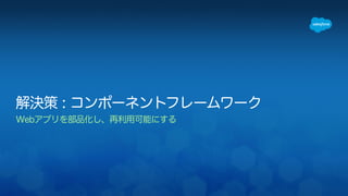 解決策 : コンポーネントフレームワーク 
Webアプリを部品化し、再利用可能にする 
 