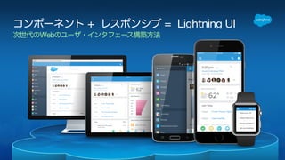 コンポーネント + レスポンシブ = Lightning UI 
次世代のWebのユーザ・インタフェース構築方法 
 