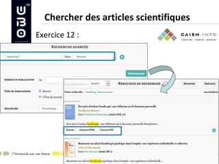 Chercher des articles scientifiques 
Exercice 12 : 
 