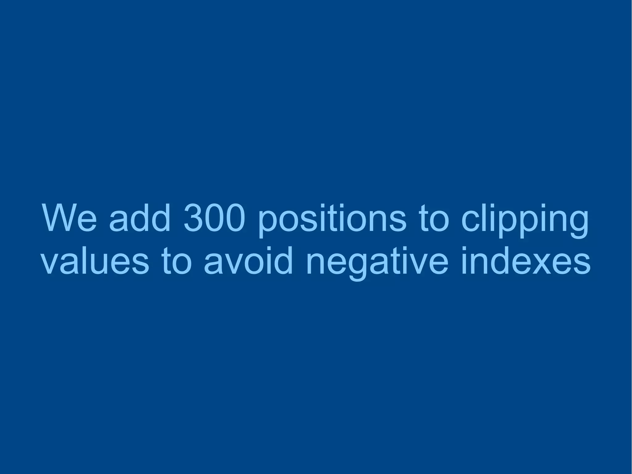 We add 300 positions to clipping
values to avoid negative indexes
 