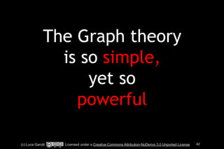 The Graph theory 
is so simple, 
yet so 
powerful 
(c) Luca Garulli Licensed under a Creative Commons Attribution-NoDerivs 3.0 Unported License 42 
 