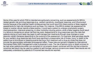 Lab for Bioinformatics and computational genomics 
 
