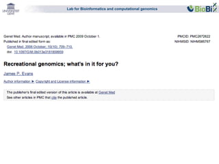 Lab for Bioinformatics and computational genomics 
 