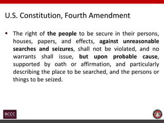 U.S. Constitution, Fourth Amendment 
The right of the people to be secure in their persons, houses, papers, and effects, ...