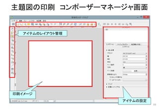 主題図の印刷 コンポーザーマネージャ画面
88
アイテムの設定
印刷イメージ
アイテムのレイアウト管理
 