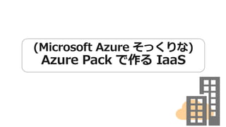(Microsoft Azure そっくりな) 
Azure Pack で作るIaaS 
 