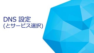 DNS 設定 
(とサービス選択) 
 