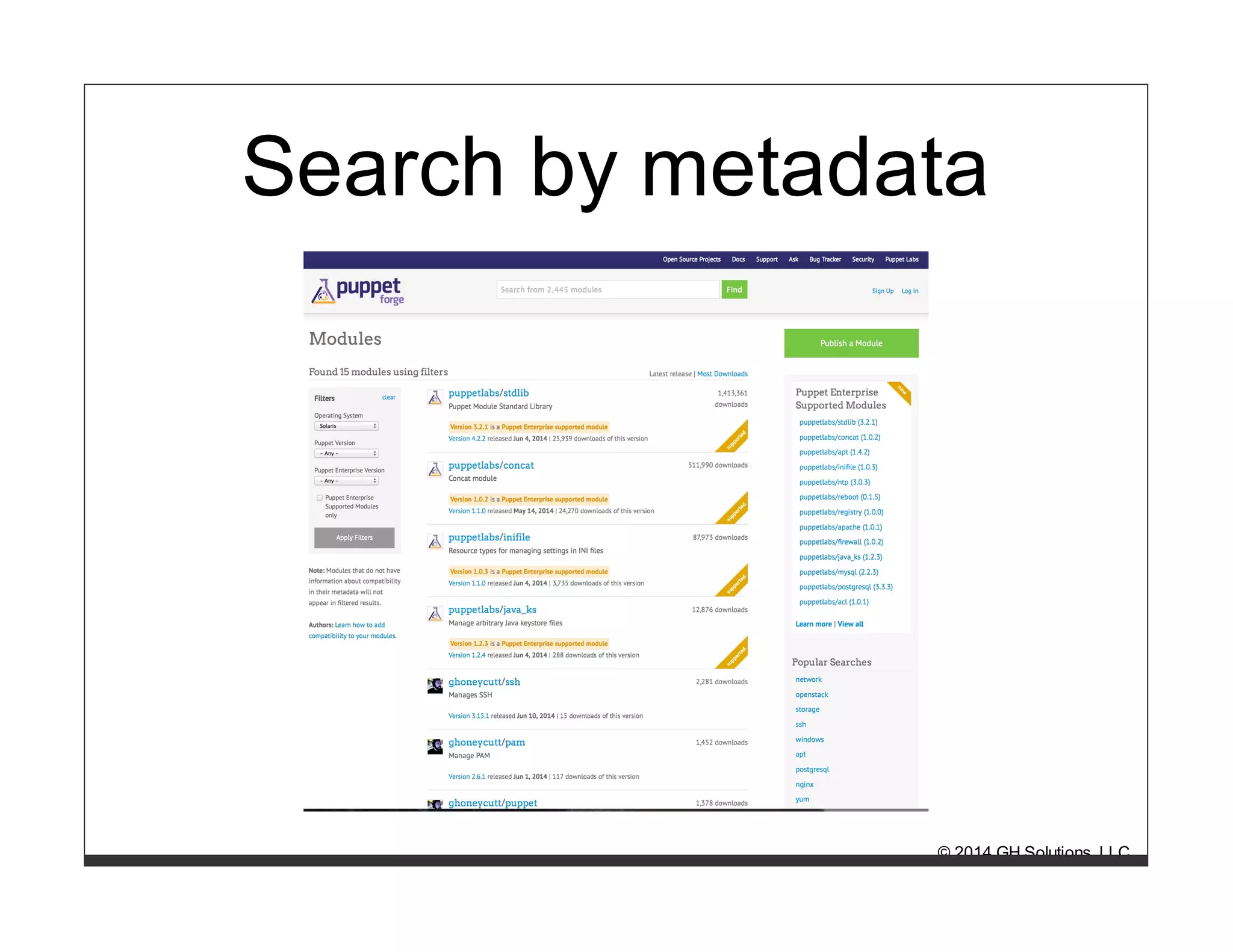 Search by metadata 
© 2014 GH Solutions, LLC 
 
