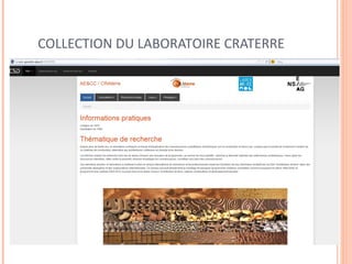 COLLECTION DU LABORATOIRE CRATERRE 
 