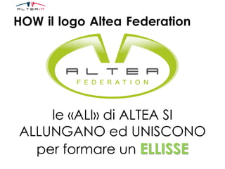 HOW il logo Altea Federation
le «ALI» di ALTEA SI
ALLUNGANO ed UNISCONO
per formare un ELLISSE
 