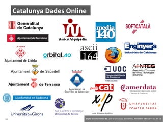 Catalunya Dades Online 
10 Digital transformation BS: Jordi Graells i Costa. Barcelona, November 18th 2014 CC – BY 3.0 
 