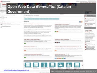 Open Web Data Generalitat (Catalan 
Government) 
http://dadesobertes.gencat.cat 8 Digital transformation BS: Jordi Graells i Costa. Barcelona, November 18th 2014 CC – BY 3.0 
 