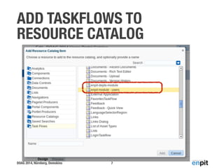 ADD TASKFLOWS TO 
RESOURCE CATALOG 
DOAG 2014, Nürnberg, Demokino 
7 
 